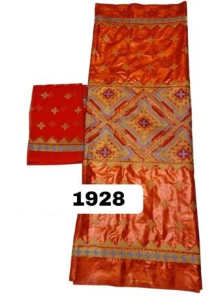 Orange Color Embroidery Bazin For African Women D.N- 1928