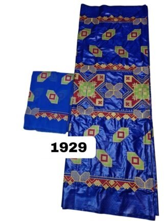 Royal Blue Color Embroidery Bazin For African Women D.N- 1929