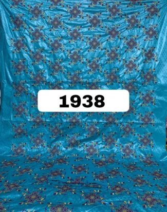 Turquoise Blue Color Embroidery Bazin For African Women D.N- 1938