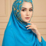 African Stunning Designer Gold Beaded Head Scarf for Women