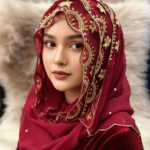 African Stunning Designer Gold Beaded Head Scarf for Women