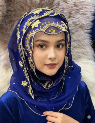 African Stunning Designer Gold Beaded Head Scarf for Women