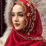 African Stunning Designer Gold Beaded Head Scarf for Women