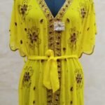 Latest Designer Yellow Color Stylish Tunic Abaya for African Women