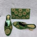 New Trendy Green Color Beaded Party Wear Bag & Shoe for Women