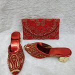 New Trendy Red Color Beaded Party Wear Bag & Shoe for Women