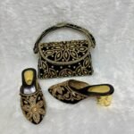 New Trendy Black Color Beaded Party Wear Bag & Shoe for Women