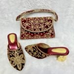 New Trendy Red Color Beaded Party Wear Bag & Shoe for Women